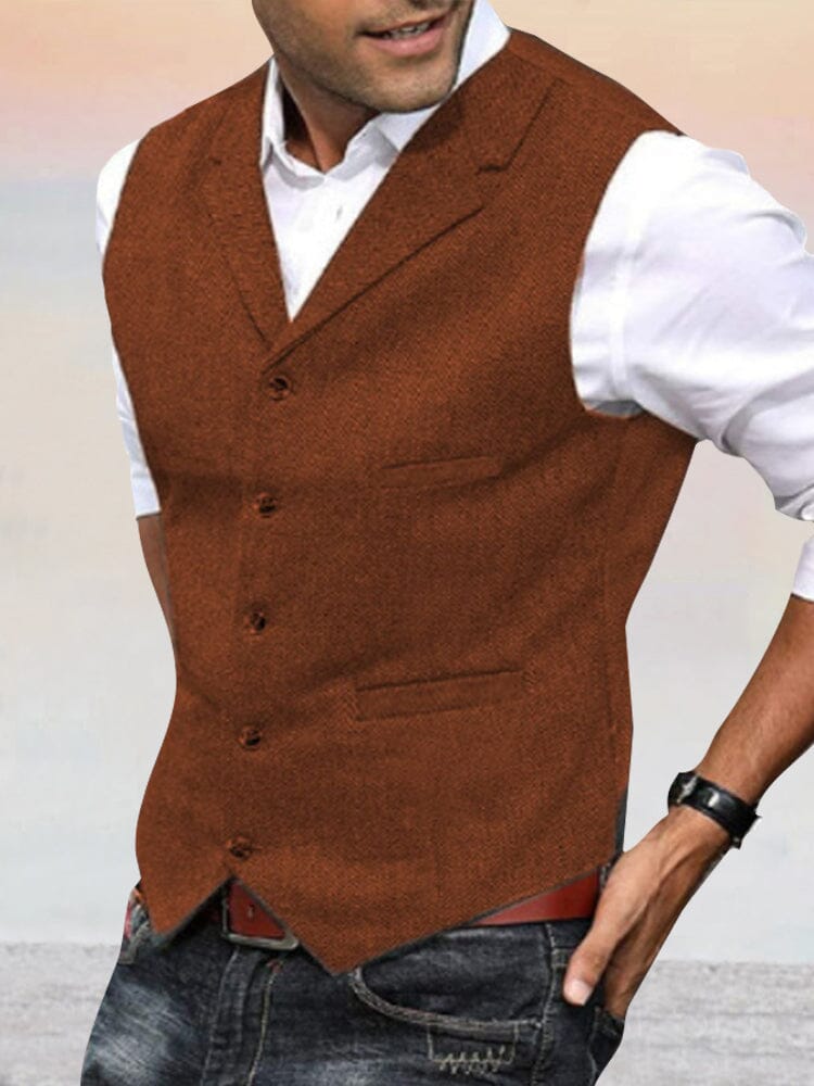 Herringbone Tweed Suit Vest - Image 3