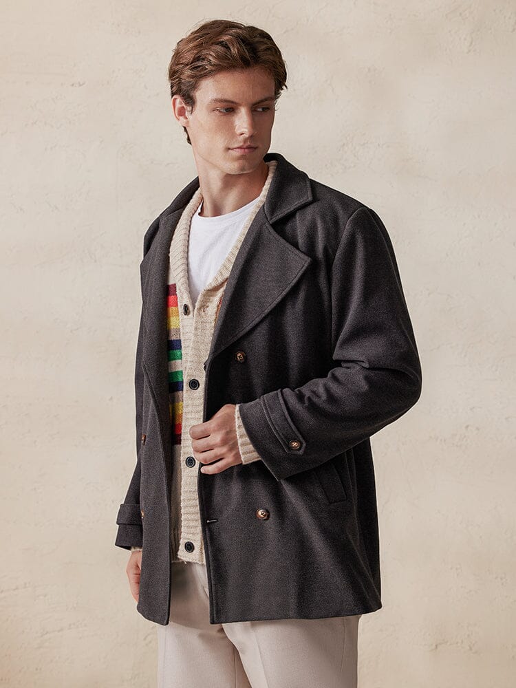 Lapel Double-Breasted Tweed Coat - Image 3