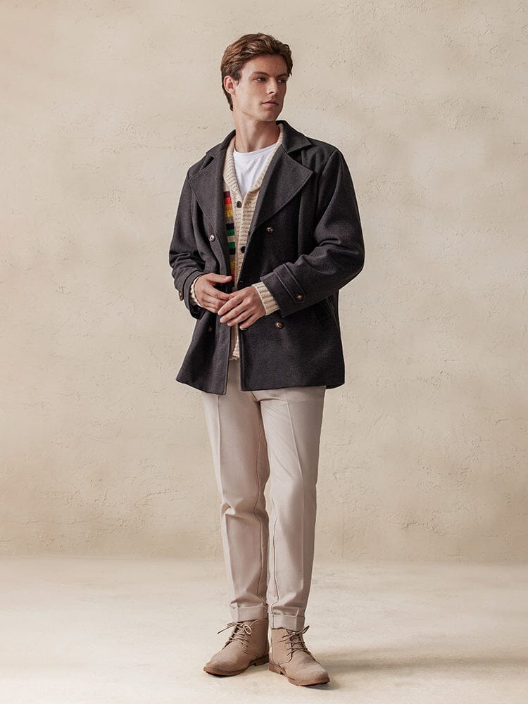 Lapel Double-Breasted Tweed Coat - Image 5