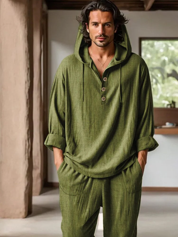 Leisure 100% Cotton Hoodie Pants Set - Image 3