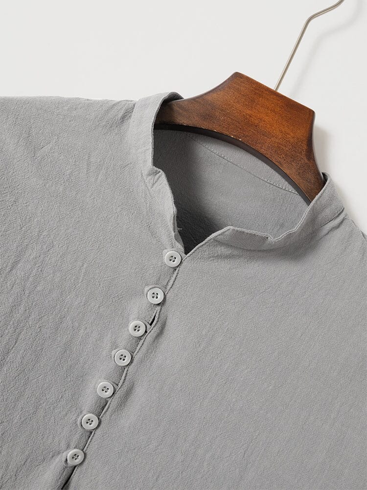 Leisure Half Placket Cotton Linen Shirt - Image 7