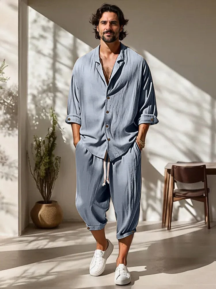 Leisure Relaxed Fit 100% Cotton Shirt Set - Image 2