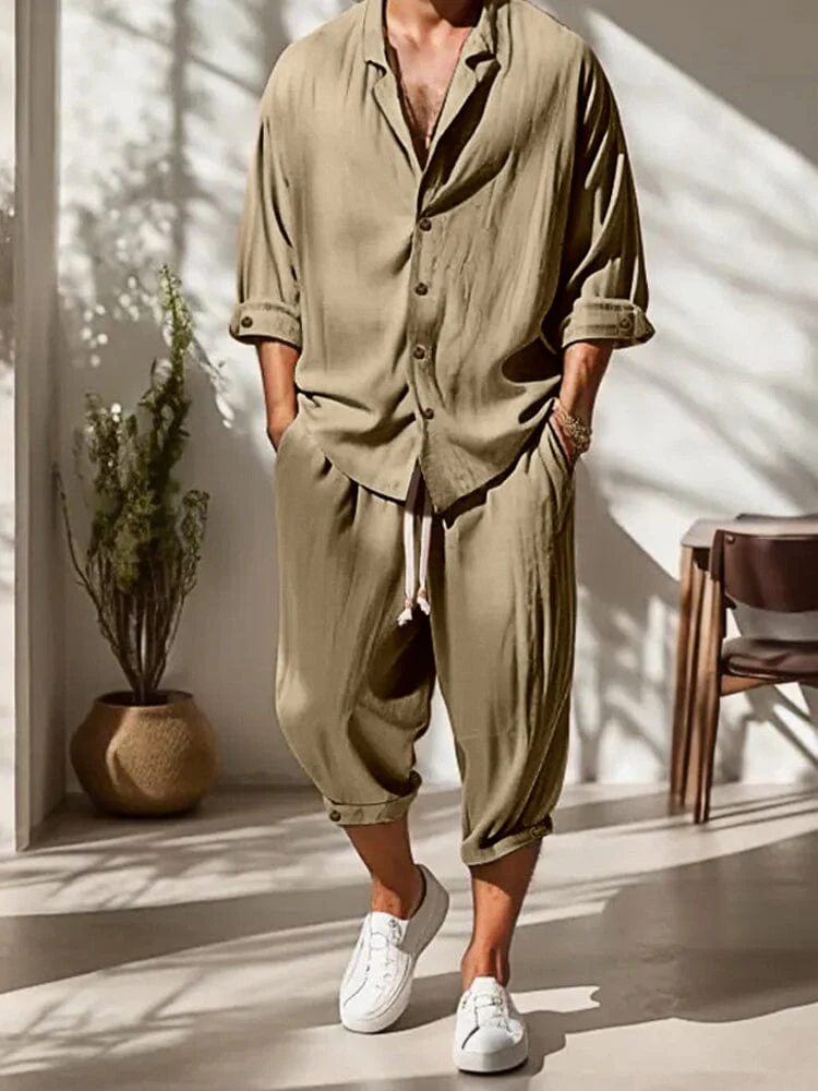Leisure Relaxed Fit 100% Cotton Shirt Set - Image 4