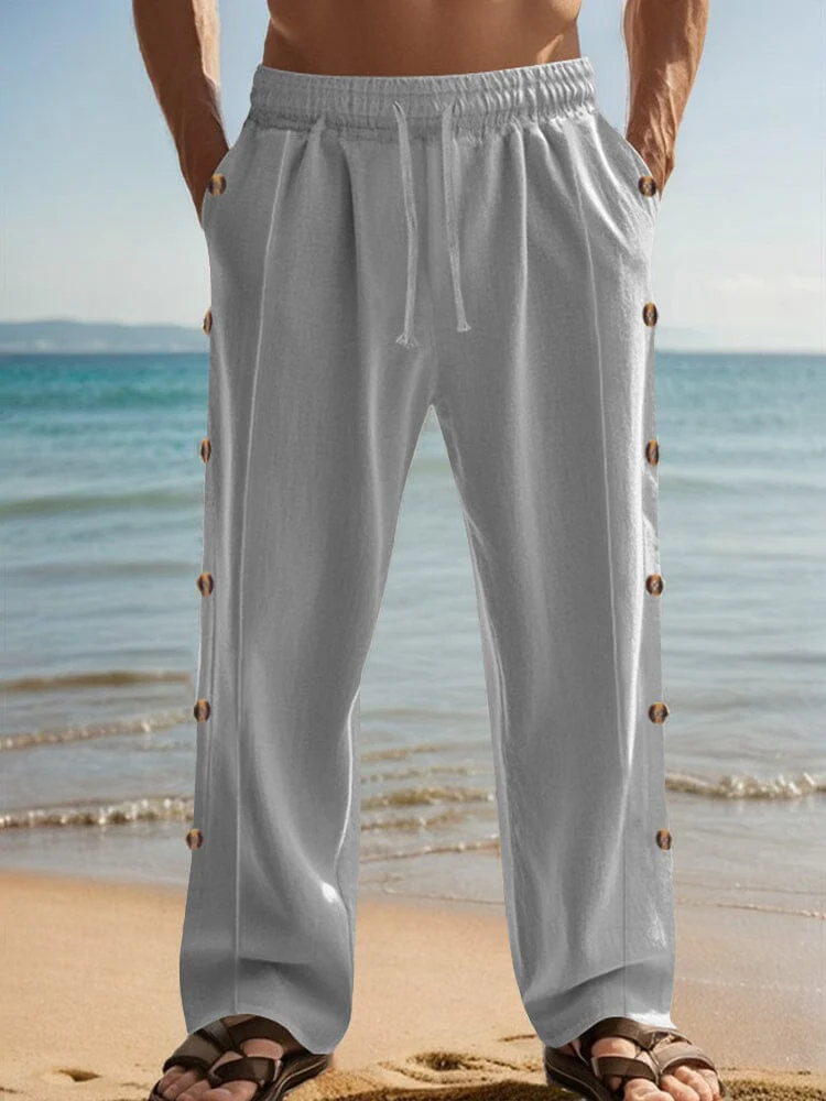 Linen Blend Straight Leg Pants - Image 5
