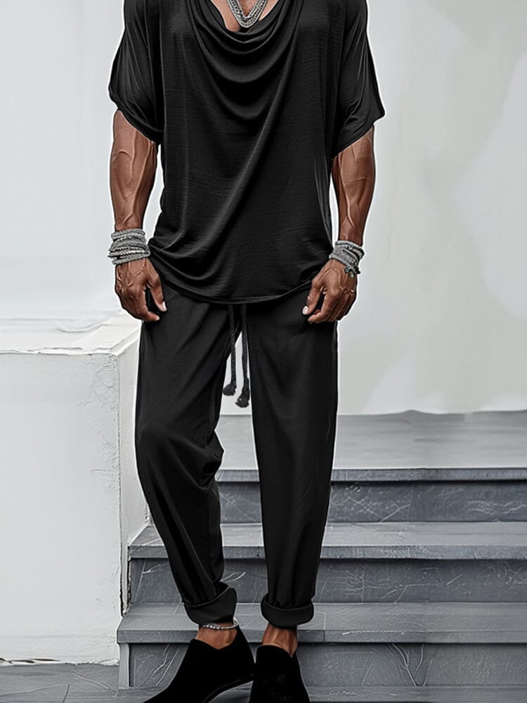 Loose Drape Collar Top Pants Set - Image 4
