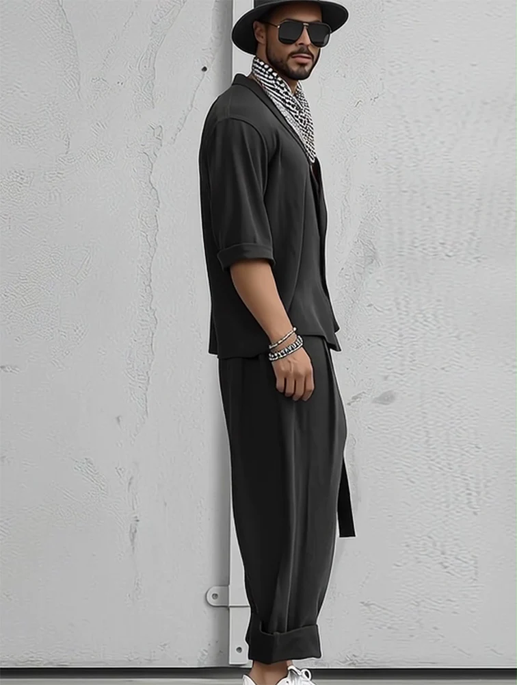 Loose Fit Comfort Shirt Harem Pants Set - Image 3