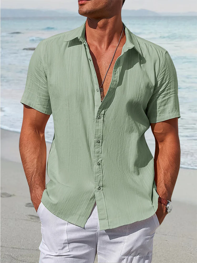Loose Fit Textured 100% Cotton Shirt - Image 4