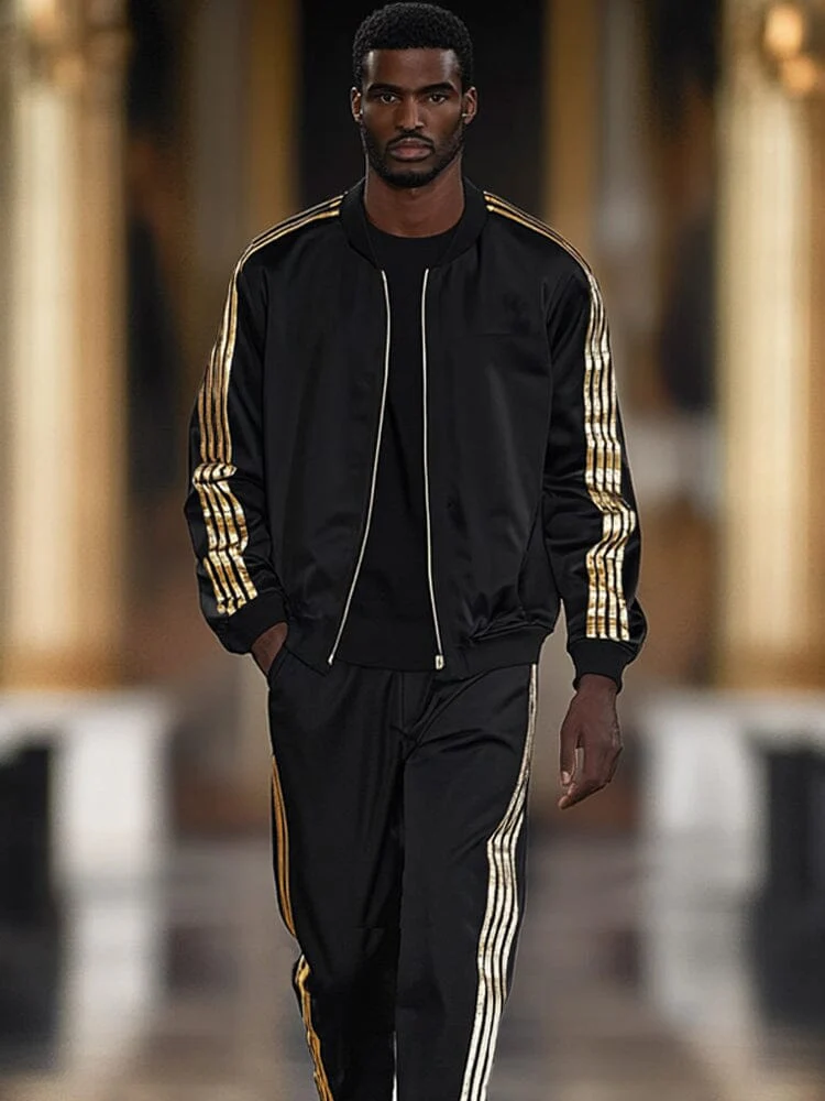 Luxury Gold Stripes Jacket Set - Image 3