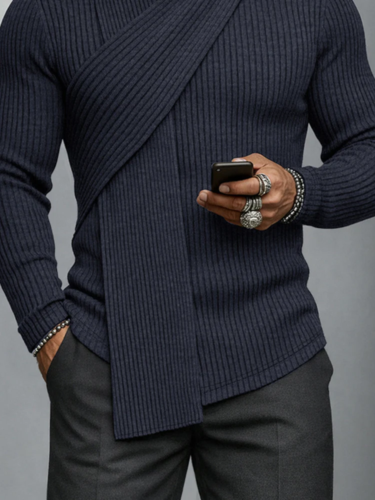 Minimalism Turtleneck Scarf-Decorated Knit Undershirt - Image 10