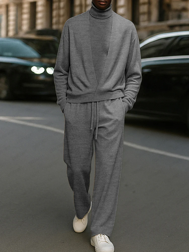 Minimalist Comfort Turtleneck Top Pants Set - Image 2