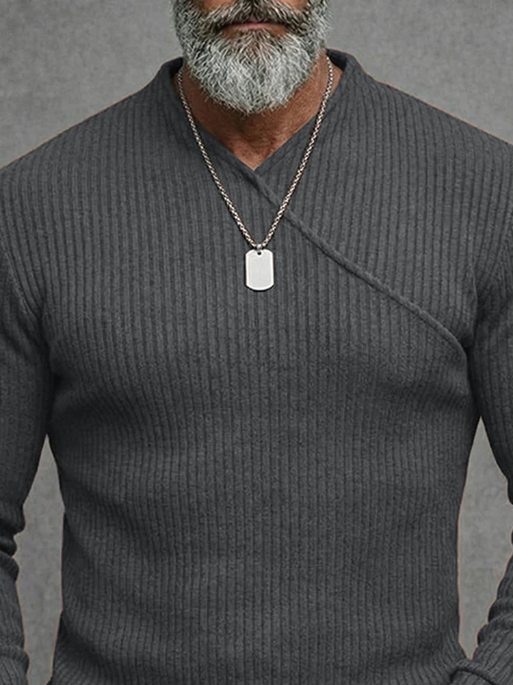 Minimalist Crossover Neck Knit Undershirt - Image 3