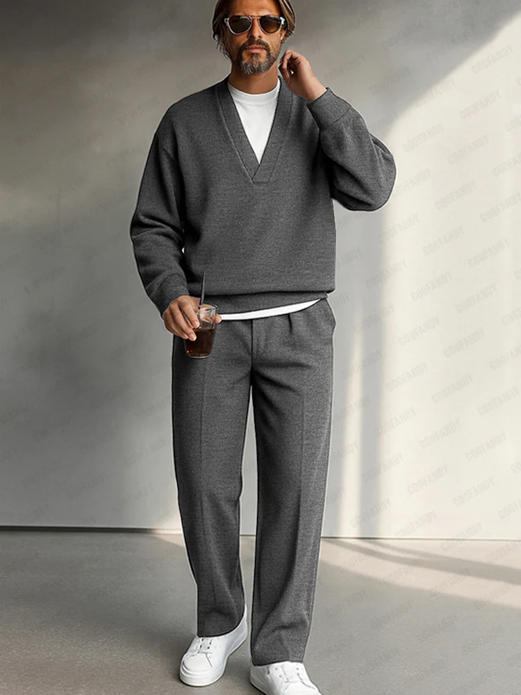 Minimalist Fake Layered Top Pants Set - Image 2