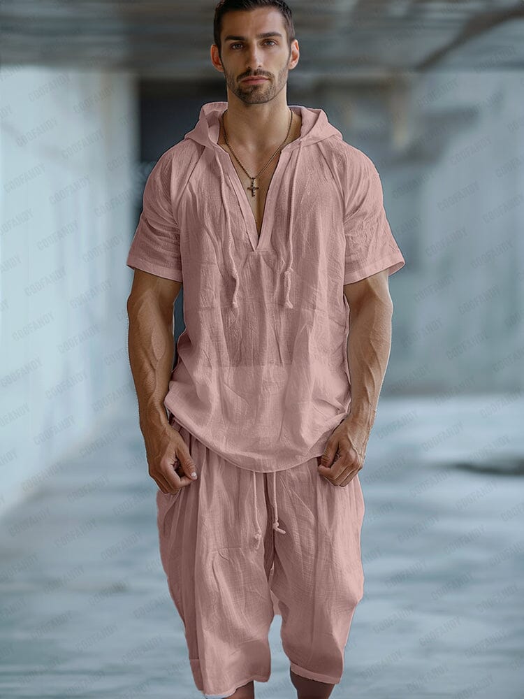 Minimalist Hooded T-shirt Shorts Set - Image 2