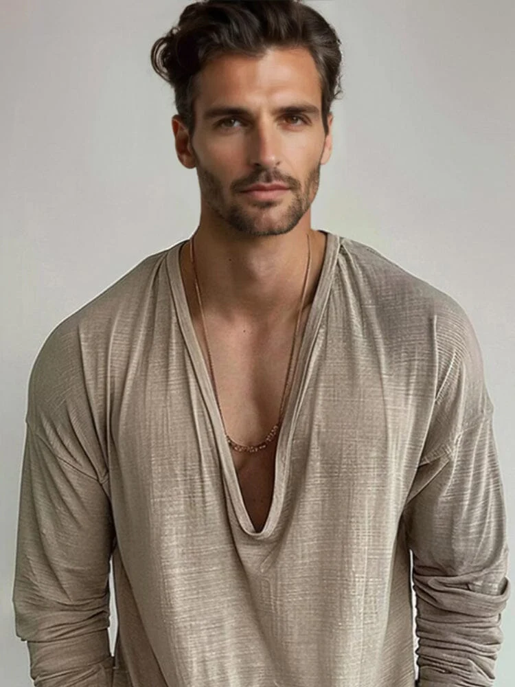 Minimalist Plain V-Neck Top - Image 3