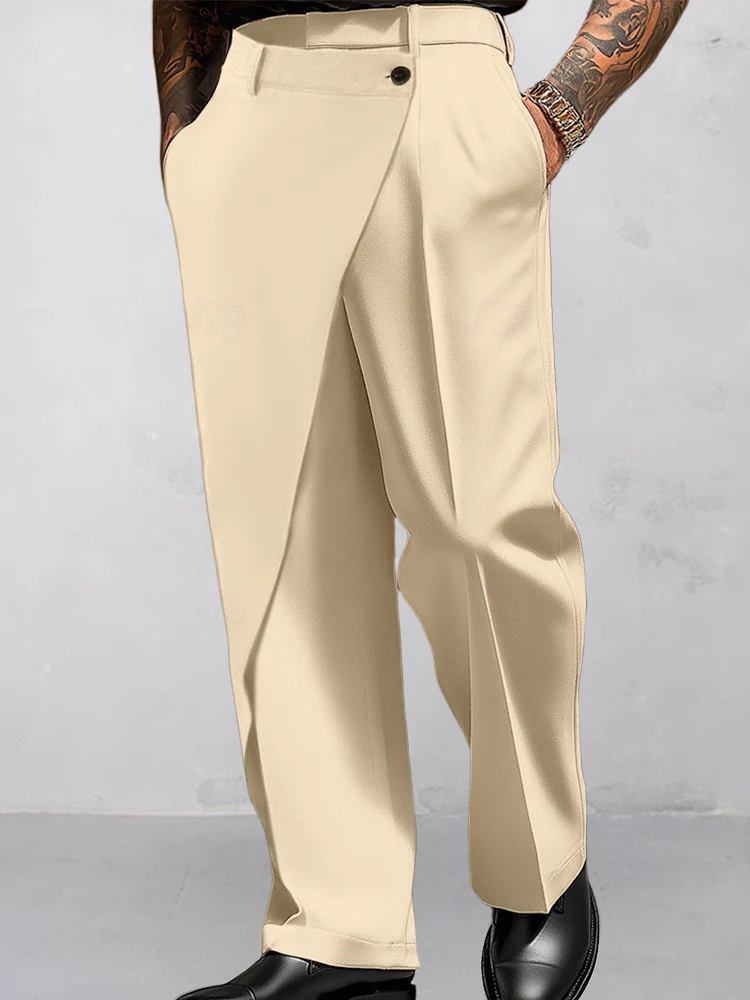 Modern Asymmetric Patchwork Suit Pants - Image 2