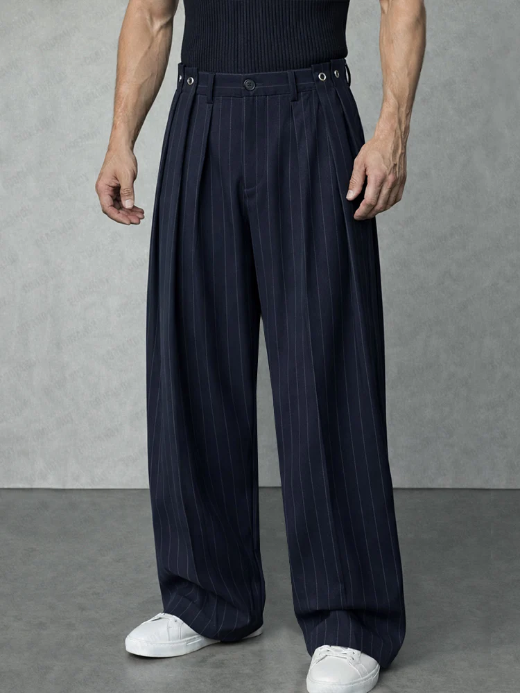 Modern Loose Fit Pinstripe Suit Pants - Image 2