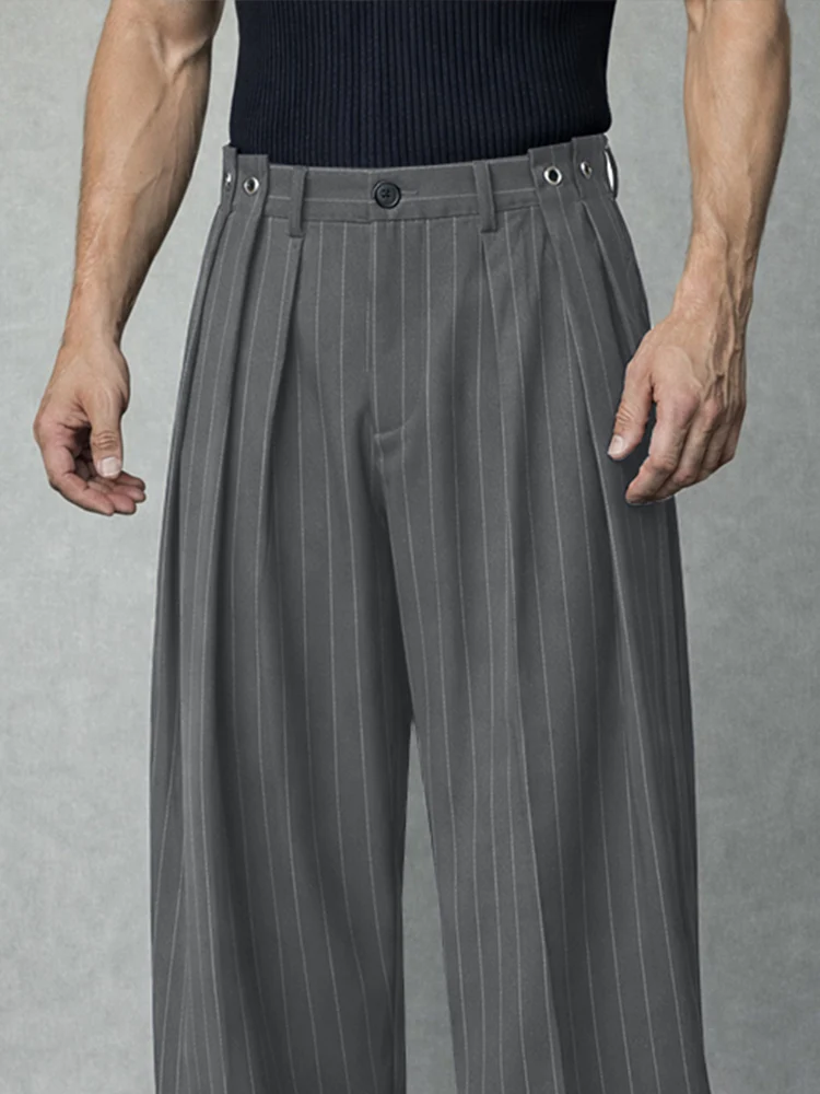 Modern Loose Fit Pinstripe Suit Pants - Image 3