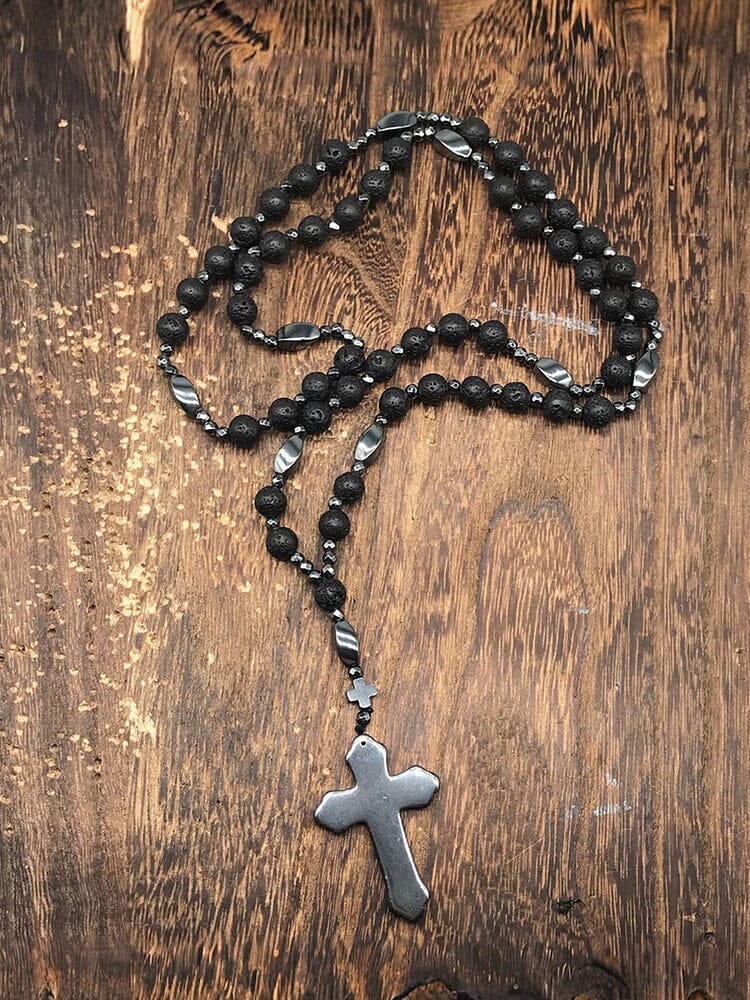 Natural Stone Cross Pendant Necklace - Image 8