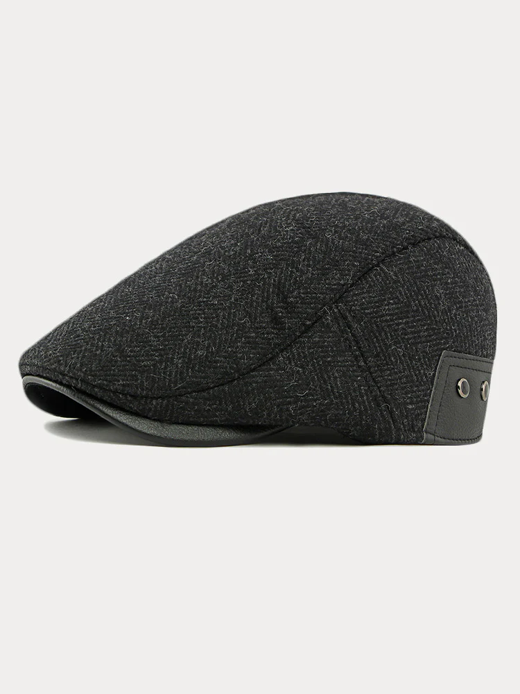 Outdoor Herringbone Ear Protection Warm Flat Cap - Image 4