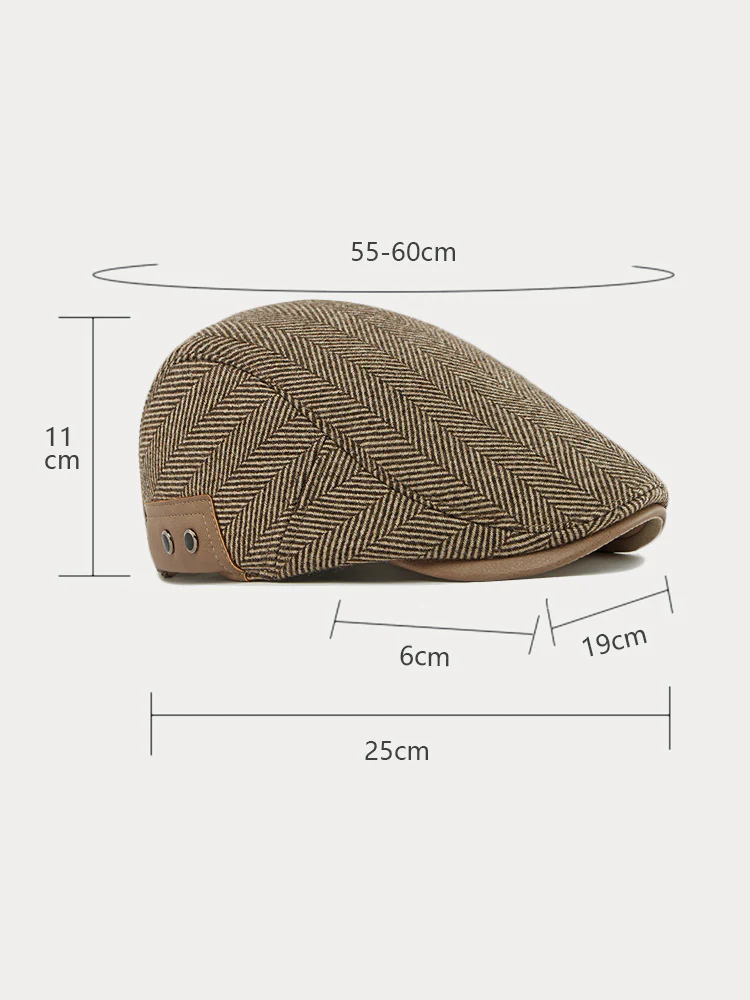 Outdoor Herringbone Ear Protection Warm Flat Cap - Image 7