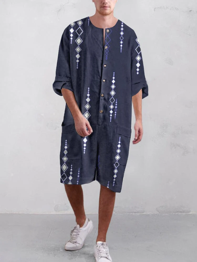 Stripe Cotton Linen Short Jumpsuit - Image 2