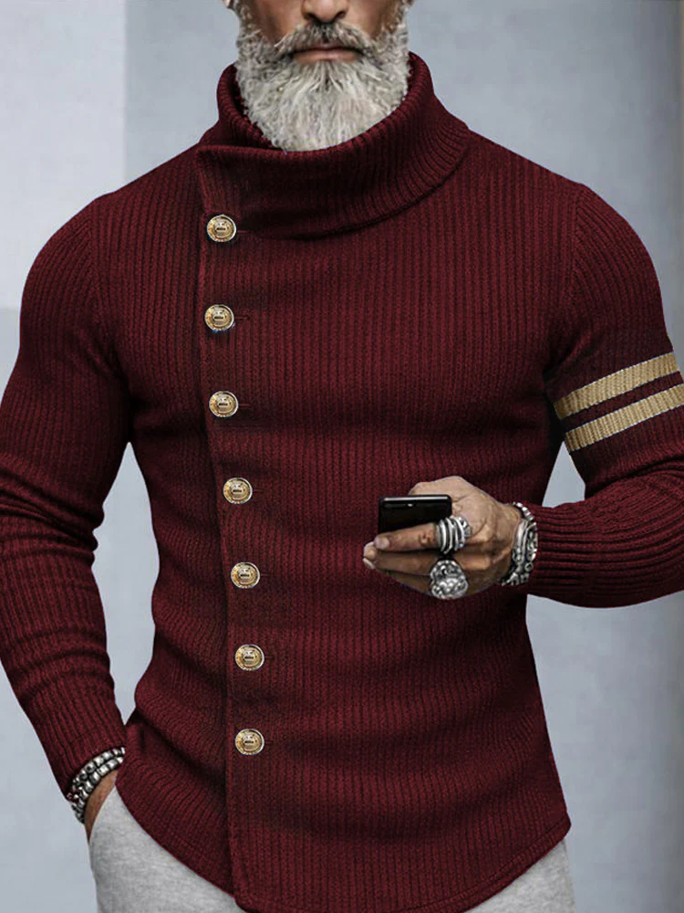 Premium Contrast Color Turtleneck Knit Top - Image 3