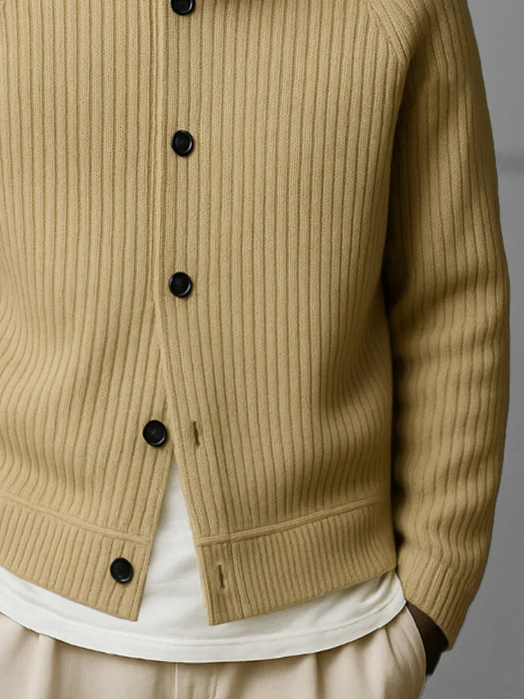 Premium Knit Button Turtleneck Cardigan - Image 4