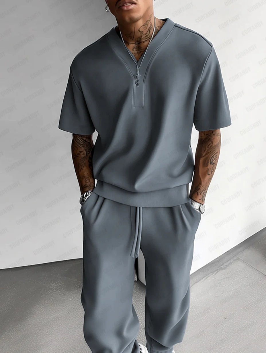 Premium Solid T-Shirt Pants Set - Image 2
