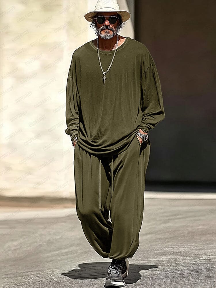Casual Raw Edge Neck Top Pants Set - Image 8