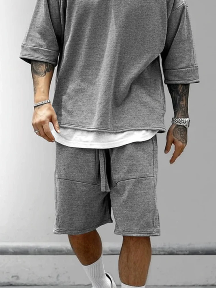 Relaxed Stylish Fake 2-Piece T-Shirt Set - Image 4
