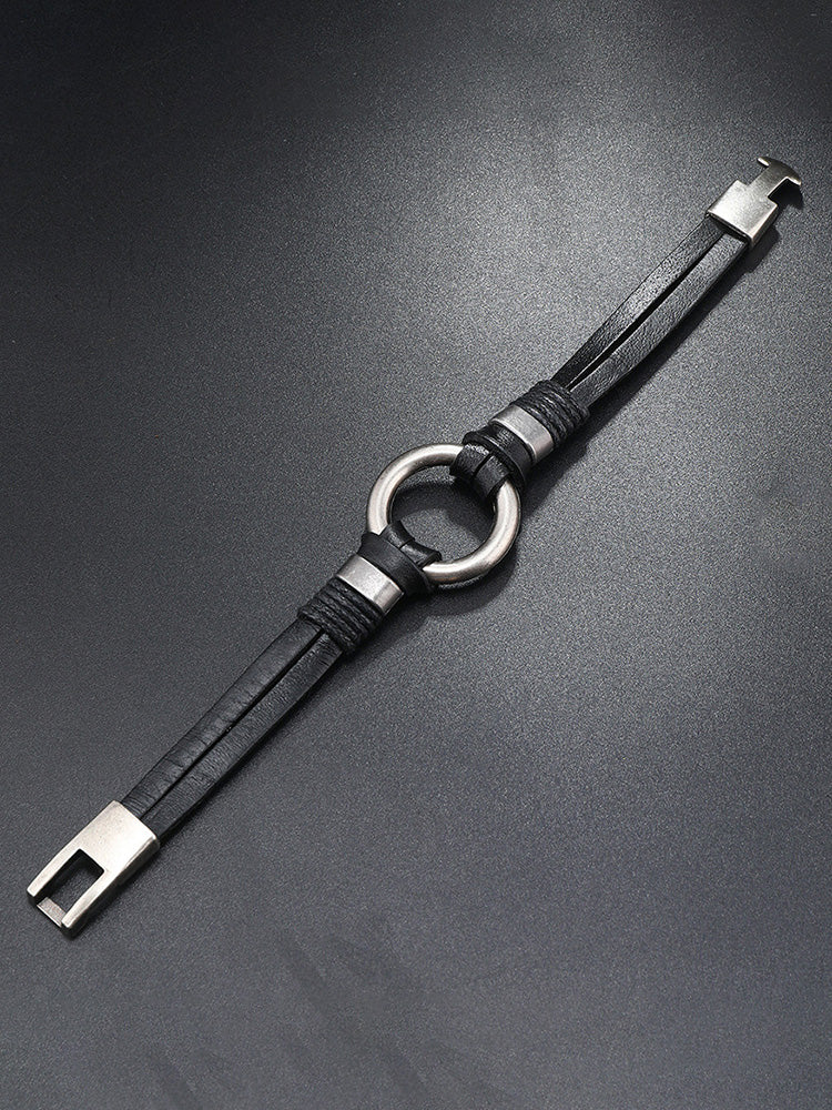 Retro Metal Buckle Leather Bracelet - Image 8