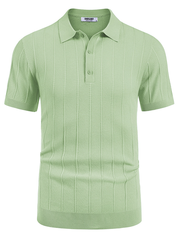 Ribbed Textured Knit Polo Shirt (US Only) - Image 21