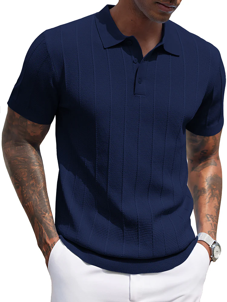 Ribbed Textured Knit Polo Shirt (US Only) - Image 7