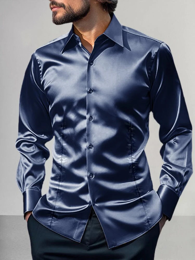 Shiny Satin Dress Shirt - Image 8