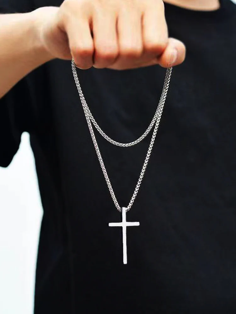Simple Cross Pendant Chain Necklace - Image 4