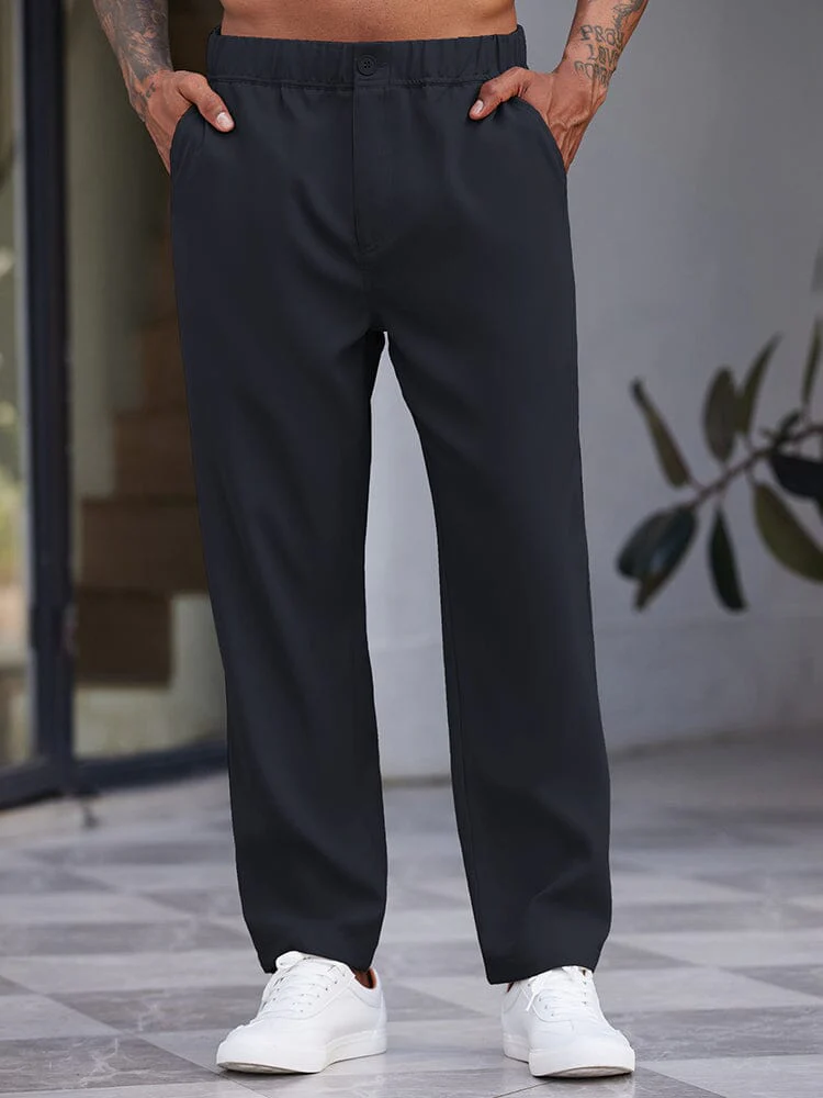 Simple Elastic Waist Slack Pants (US Only)