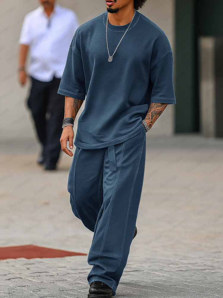 Simple Fashion T-Shirt Pants Set - Image 2