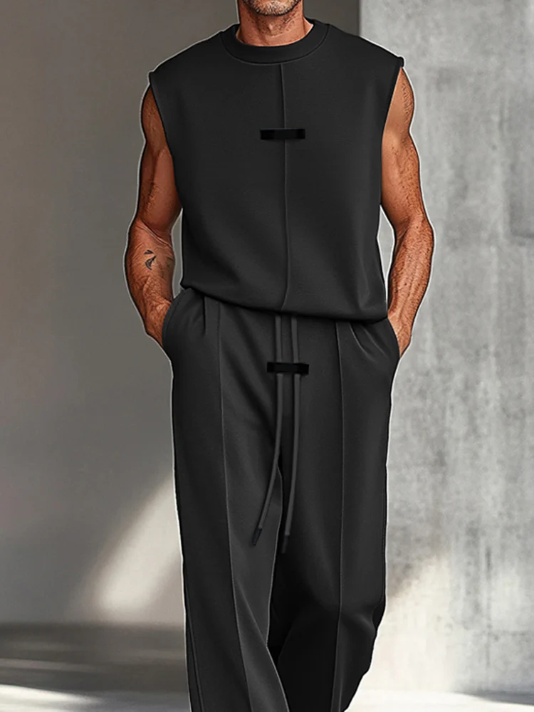 Simple Sharp Tank Top Pants Set - Image 3