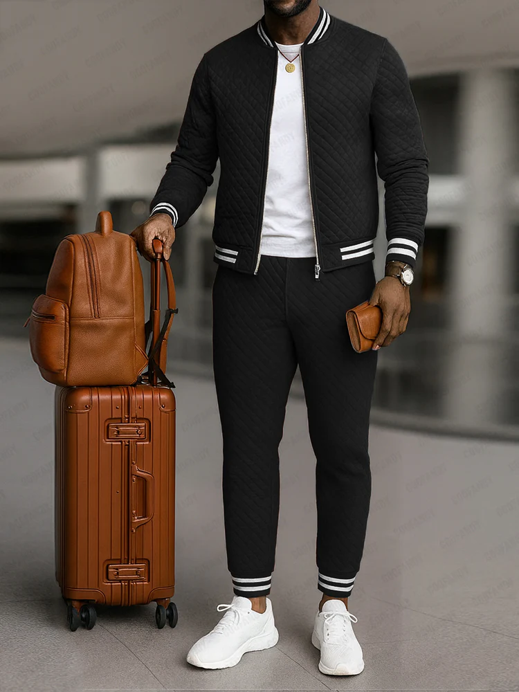Smart Casual Plaid Textured Matching Set - Image 2