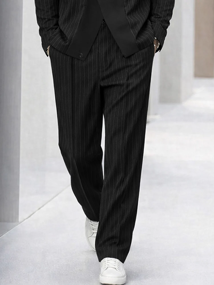 Smart Casual Stripe Splicing Jacket Pants Suit Set - Image 4