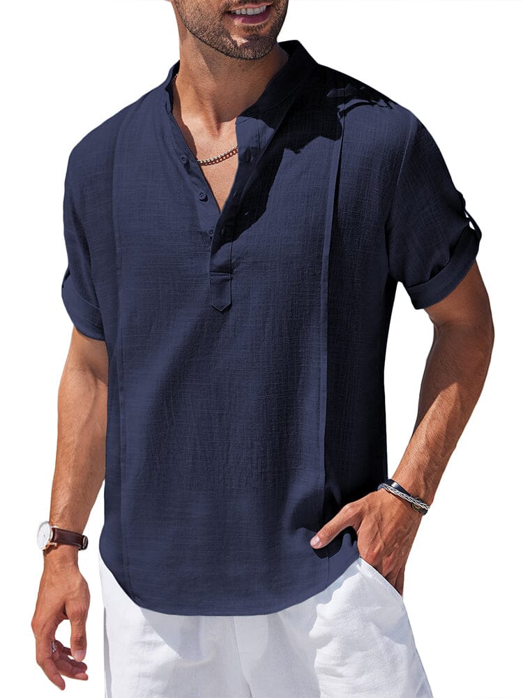 Soft Linen Blend Henley Shirt (US Only) - Image 7