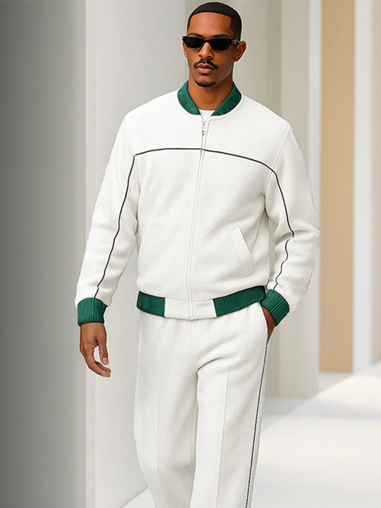 Sport Style Two-Tone Jacket and Pants Set - Image 3