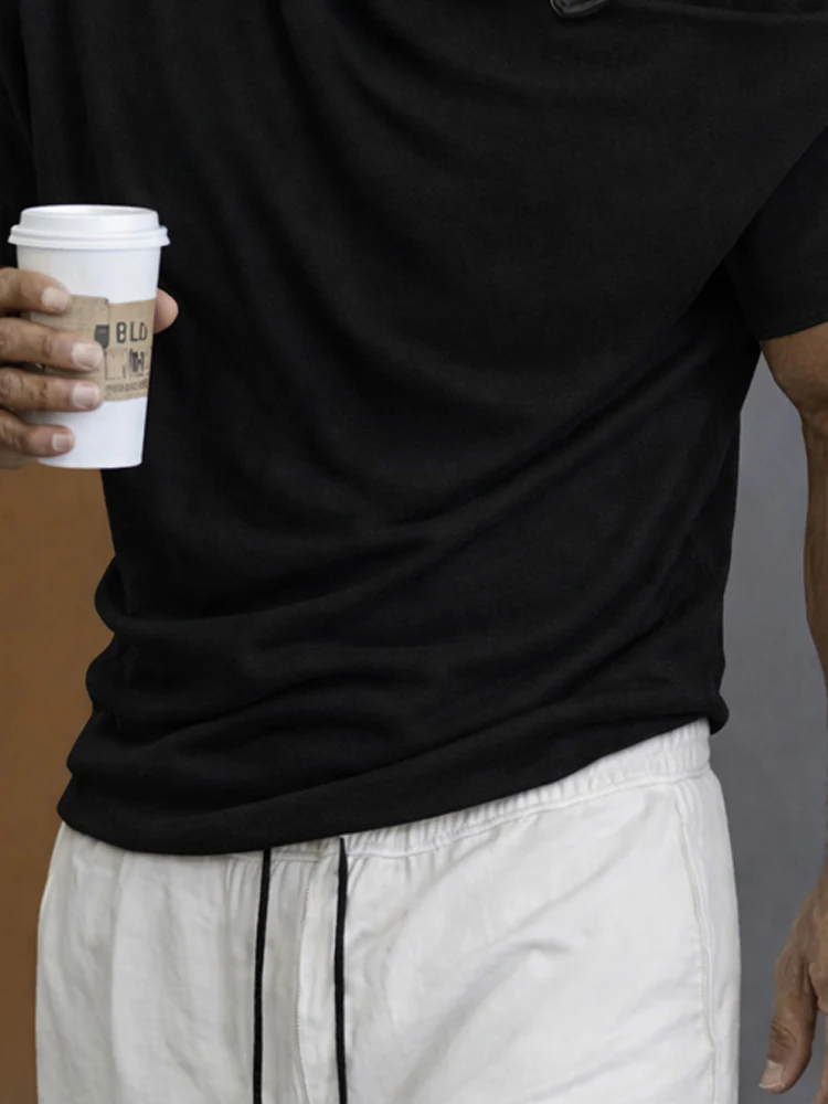 Street Asymmetric Buckle Accent Draped T-Shirt - Image 4