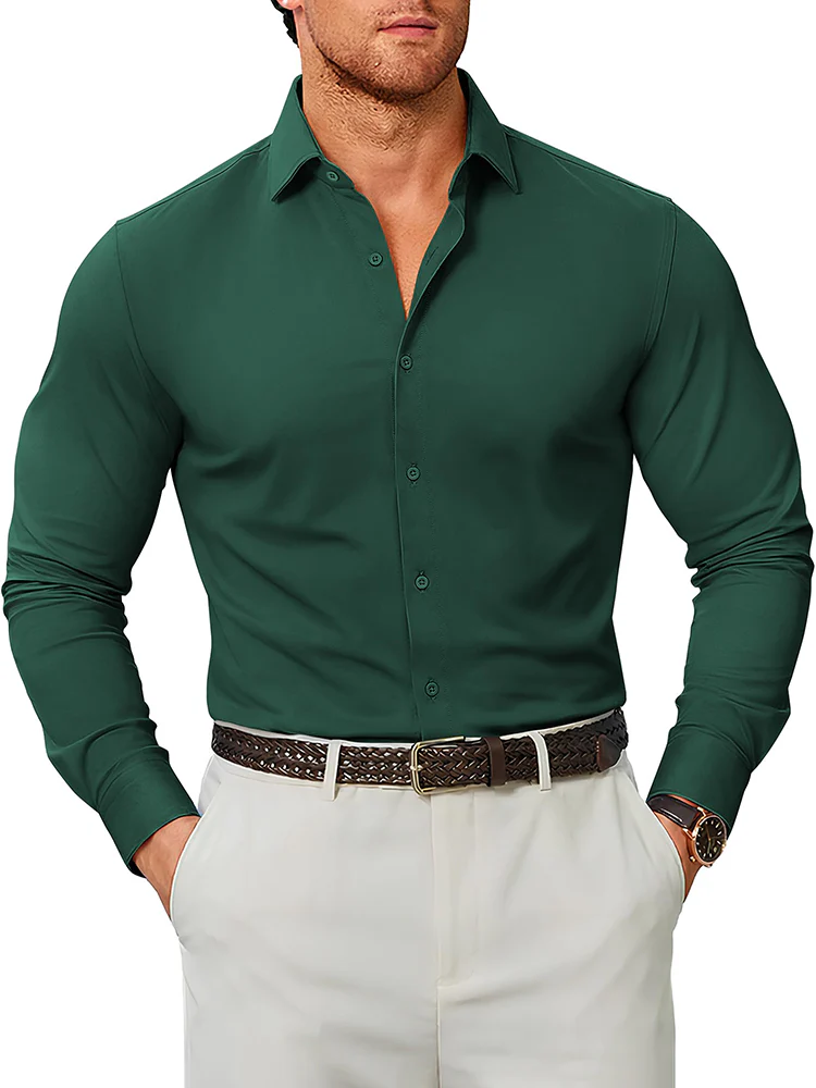 Stretch Wrinkle Free Long Sleeve Button Down Shirt (US Only) - Image 21