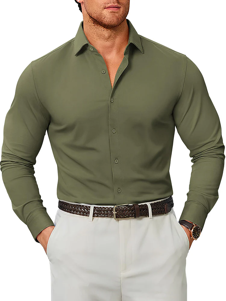 Stretch Wrinkle Free Long Sleeve Button Down Shirt (US Only) - Image 5