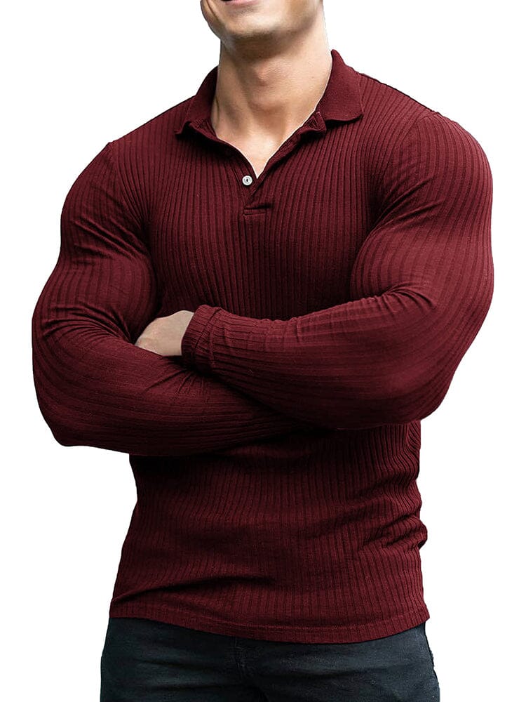 Stretchy Slim Fit Knit Polo Shirt (US Only) - Image 10