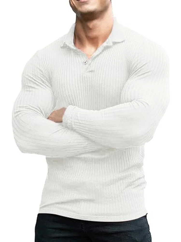 Stretchy Slim Fit Knit Polo Shirt (US Only) - Image 11