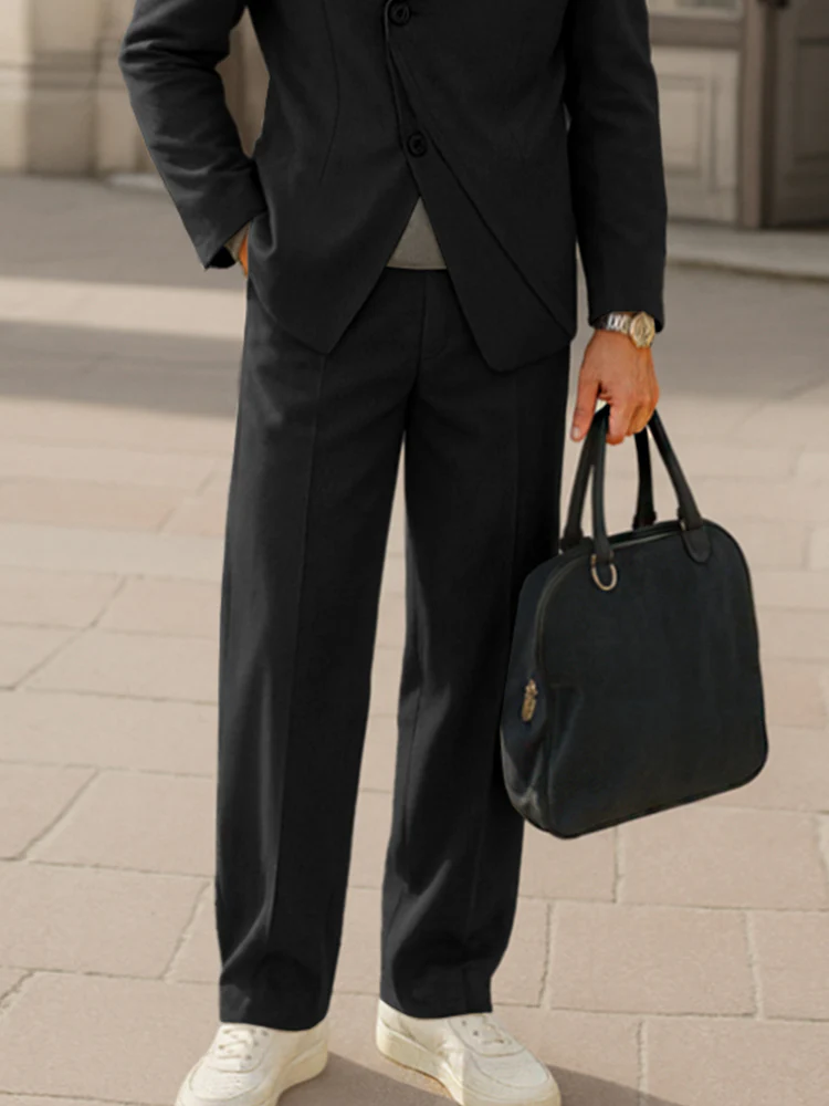 Stylish Asymmetric Placket Blazer Pants Set - Image 4
