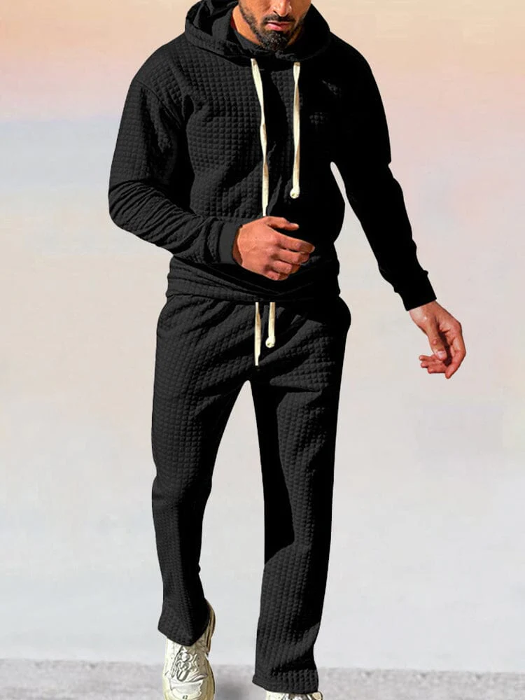 Stylish Athleisure Waffle Hoodie Set - Image 3