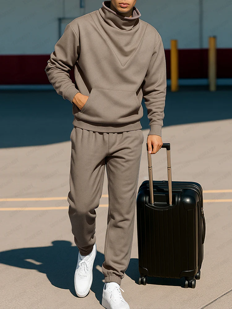 Stylish Cowl Neck Sweatshirt Jogger Set - Image 2